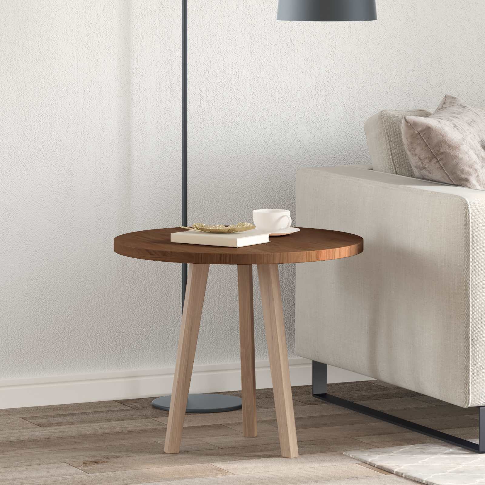 Tafelblad Licht Bruin Ø 60 x 2,5 cm Massief Eikenhout is nu te koop bij PeponiXL, paradijselijk wonen!
