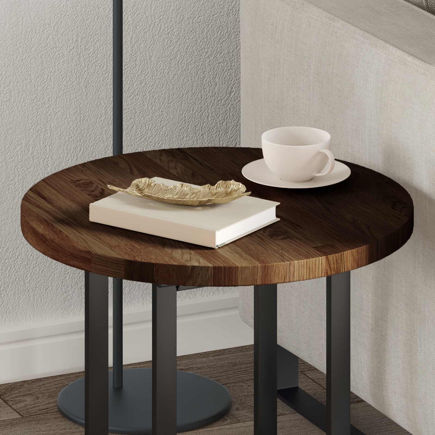 Tafelblad Donkerbruin Ø 50 x 2,5 cm Massief Eikenhout is nu te koop bij PeponiXL, paradijselijk wonen!