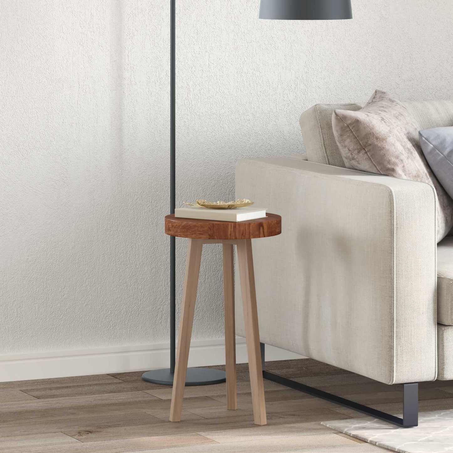 Tafelblad Licht Bruin Ø 30 x 4 cm Massief Eikenhout is nu te koop bij PeponiXL, paradijselijk wonen!