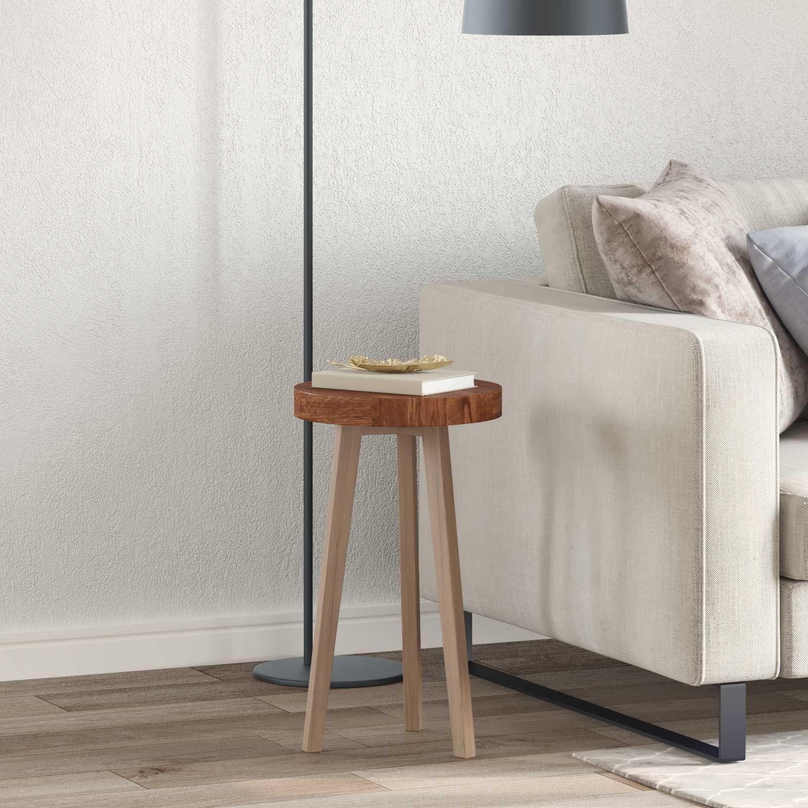 Tafelblad Licht Bruin Ø 30 x 4 cm Massief Eikenhout is nu te koop bij PeponiXL, paradijselijk wonen!
