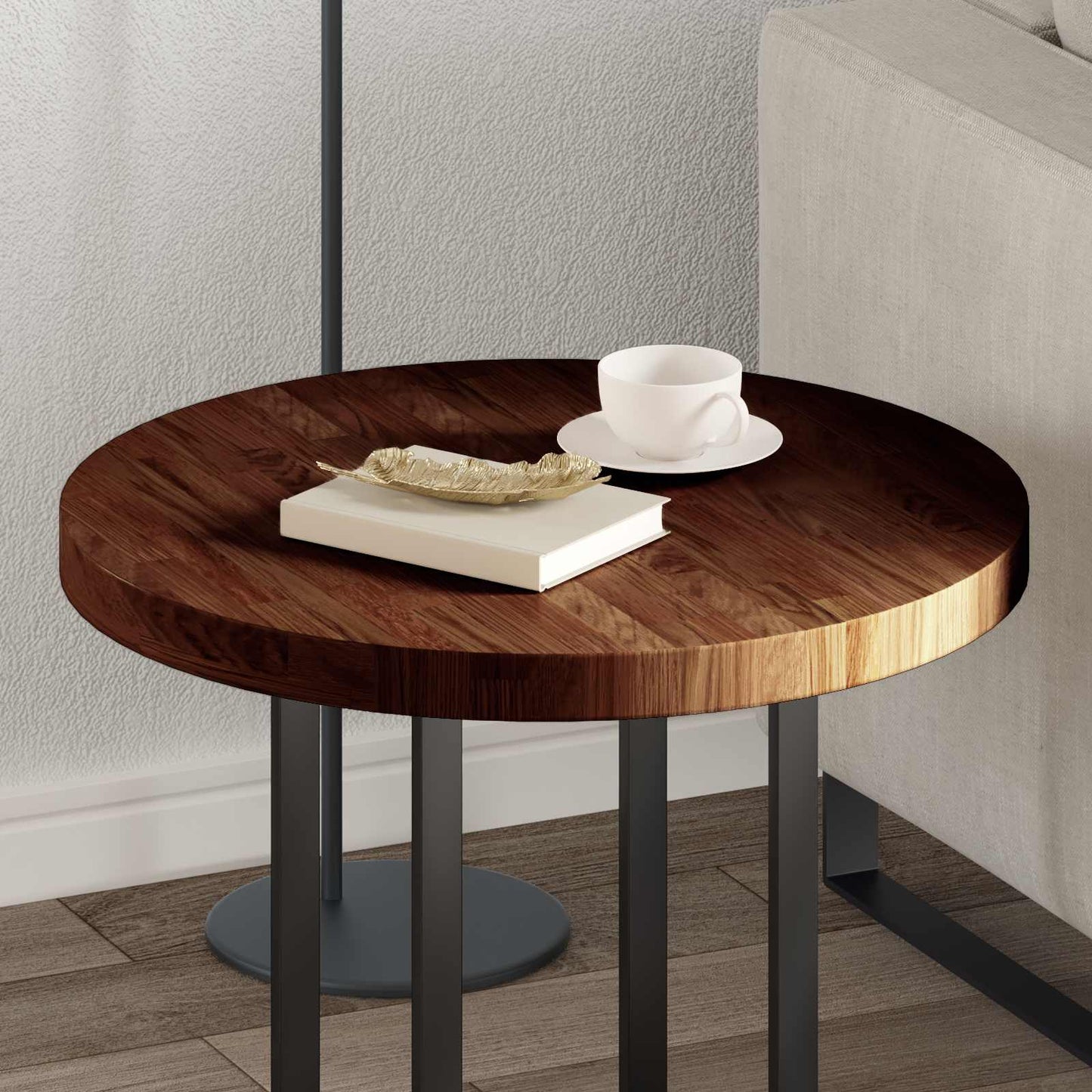 Tafelblad Licht Bruin Ø 60 x 4 cm Massief Eikenhout is nu te koop bij PeponiXL, paradijselijk wonen!