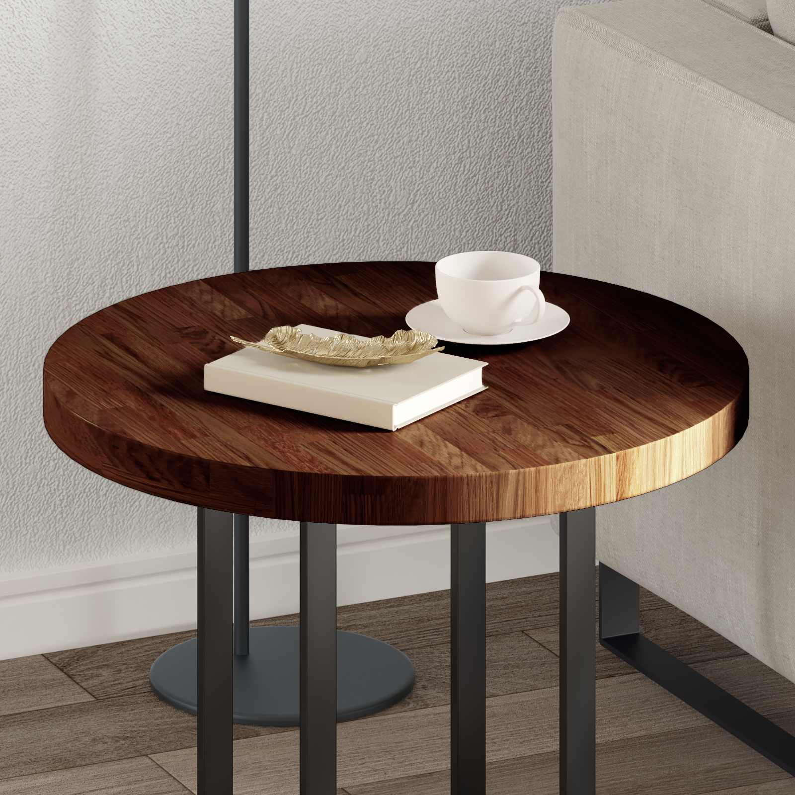 Tafelblad Licht Bruin Ø 60 x 4 cm Massief Eikenhout is nu te koop bij PeponiXL, paradijselijk wonen!
