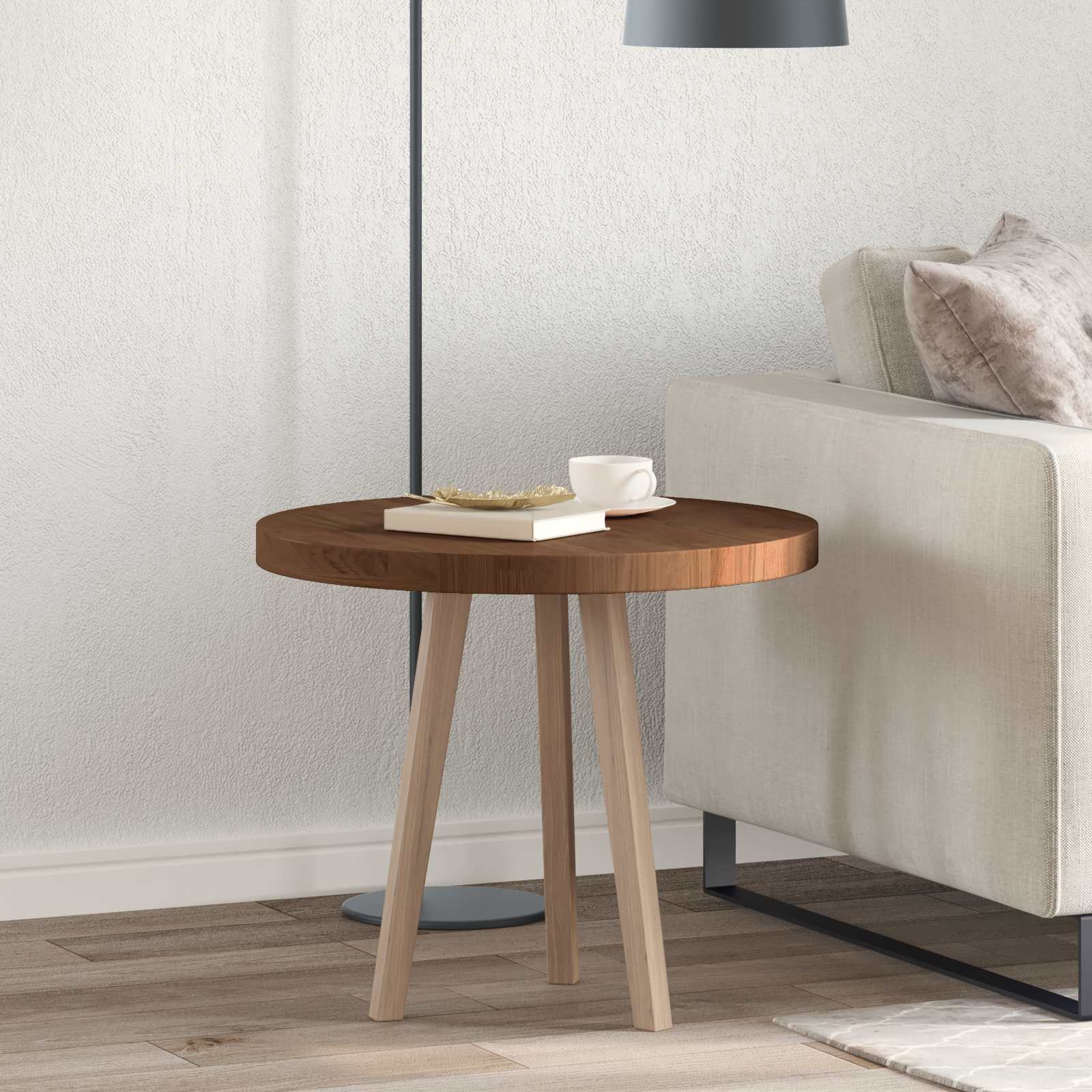 Tafelblad Licht Bruin Ø 60 x 4 cm Massief Eikenhout is nu te koop bij PeponiXL, paradijselijk wonen!