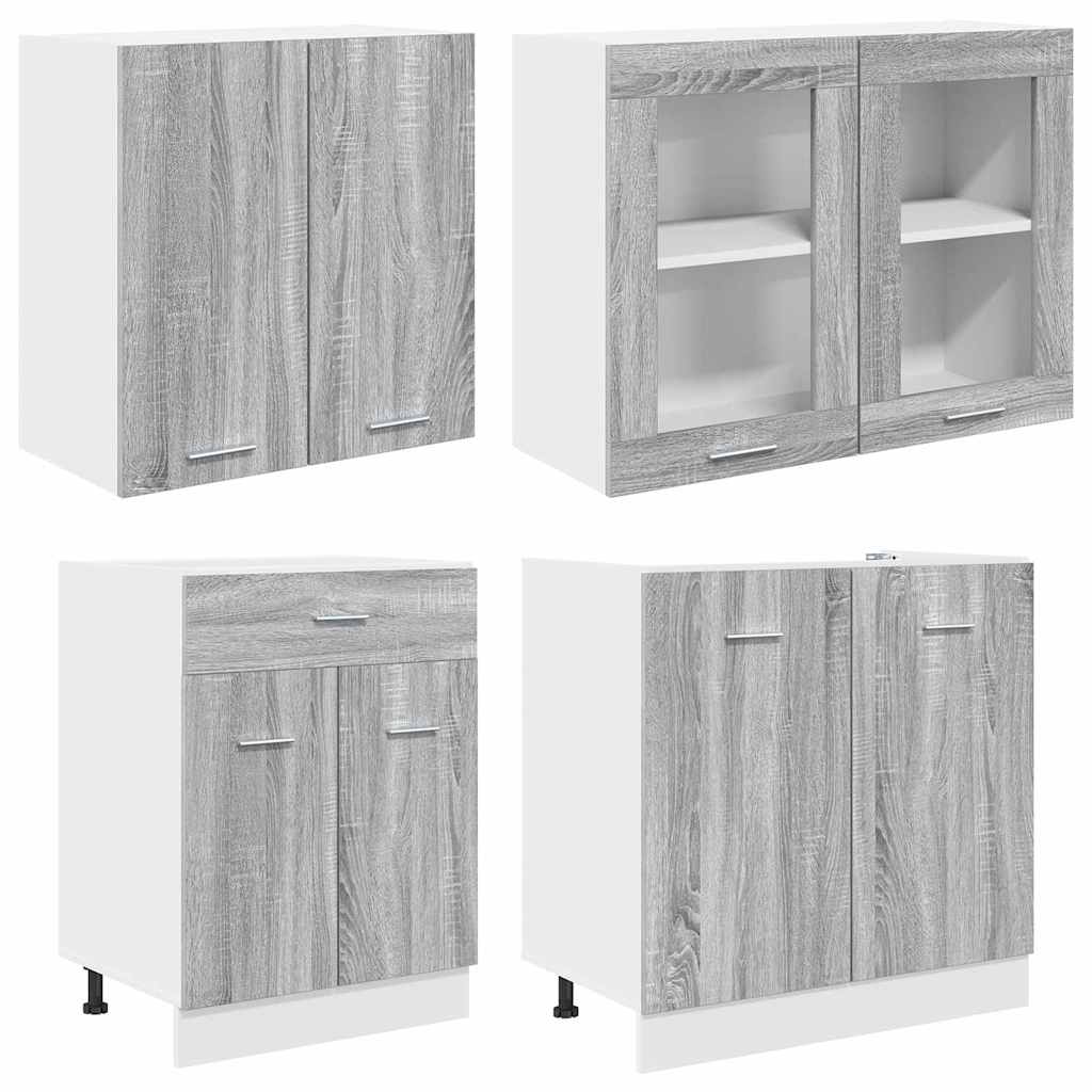 Keukenkastenset Lyon 4 pcs Grijs sonoma 140 x 46 x 81.5 cm is nu te koop bij PeponiXL, paradijselijk wonen!