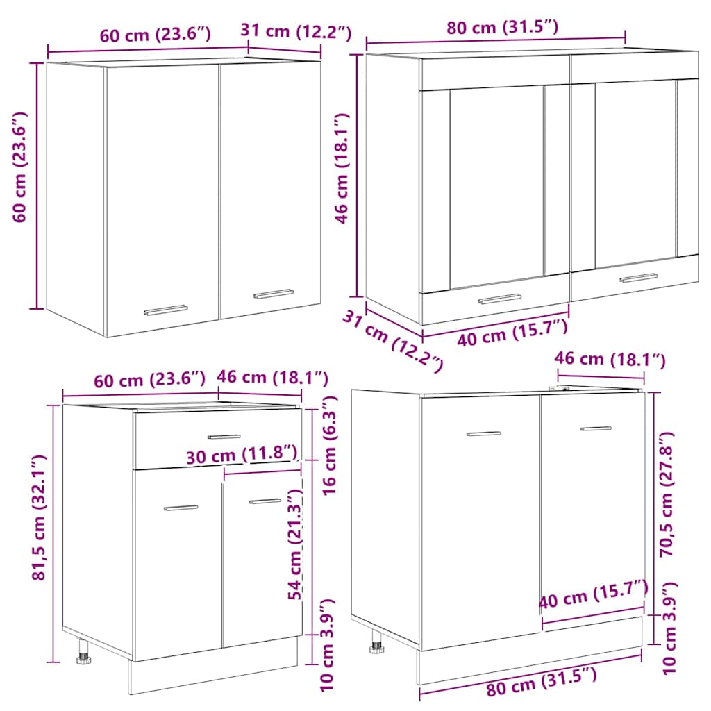 Keukenkastenset Lyon 4 pcs Grijs sonoma 140 x 46 x 81.5 cm is nu te koop bij PeponiXL, paradijselijk wonen!