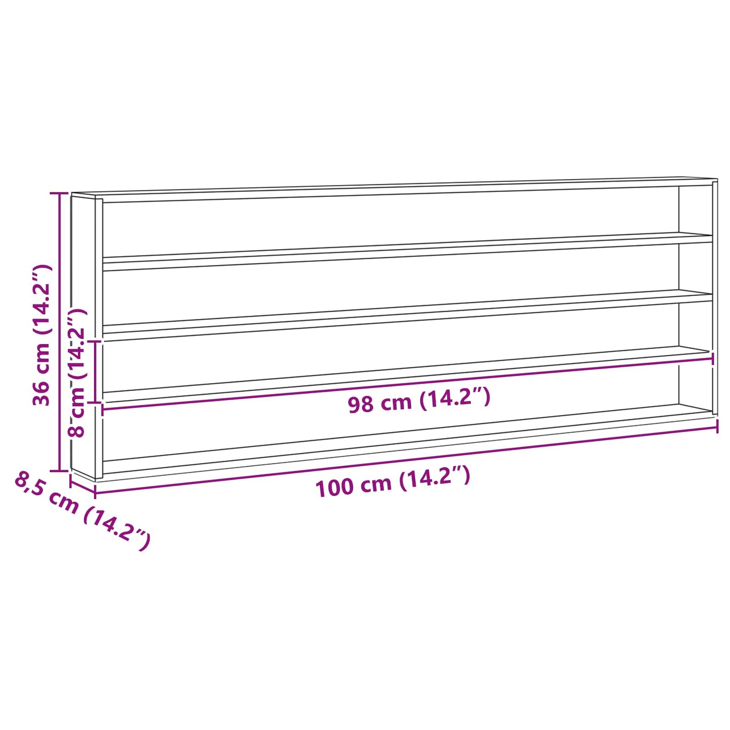 Muurdisplaykast met plank Beige 100 x 8,5 x 36 cm Bewerkt hout is nu te koop bij PeponiXL, paradijselijk wonen!