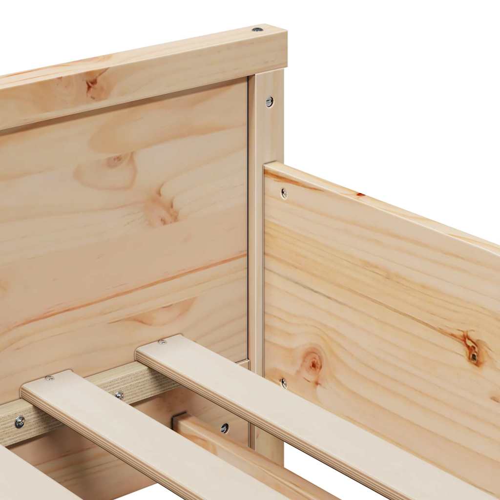 Bedframe met hoofdeinde Bruin 80 x 200 cm Bewerkt hout is nu te koop bij PeponiXL, paradijselijk wonen!