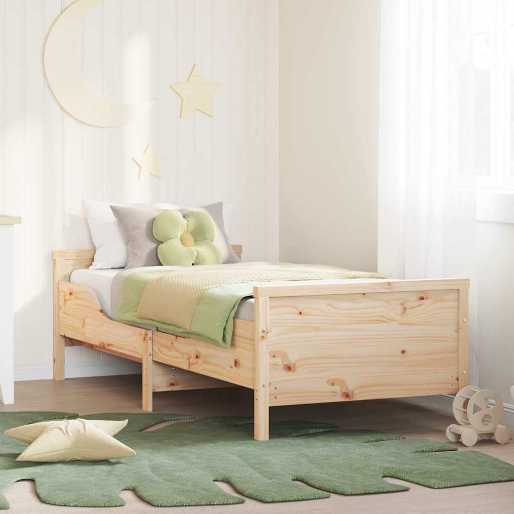 Bedframe met hoofdeinde Bruin 80 x 200 cm Bewerkt hout is nu te koop bij PeponiXL, paradijselijk wonen!