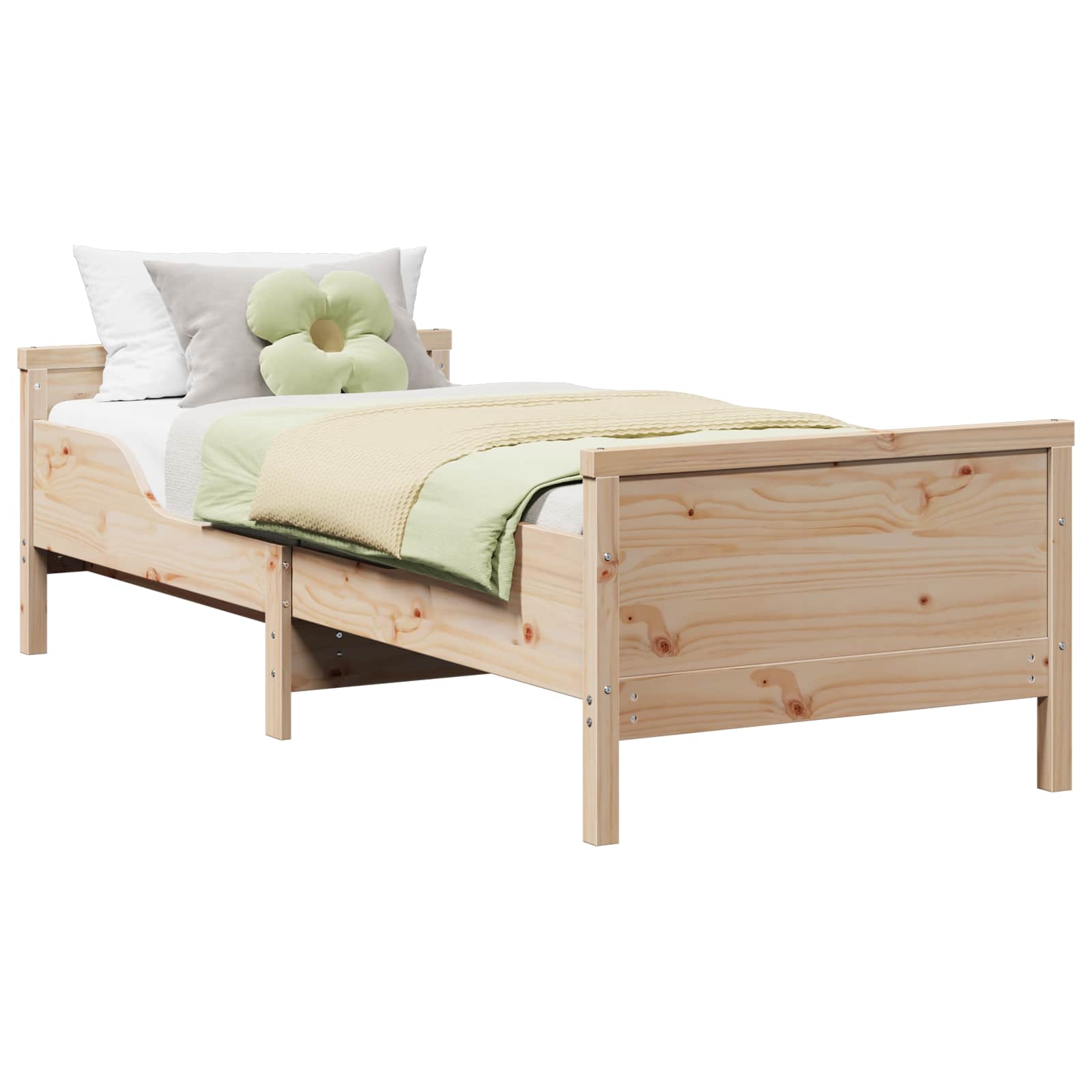 Bedframe met hoofdeinde Bruin 80 x 200 cm Bewerkt hout is nu te koop bij PeponiXL, paradijselijk wonen!