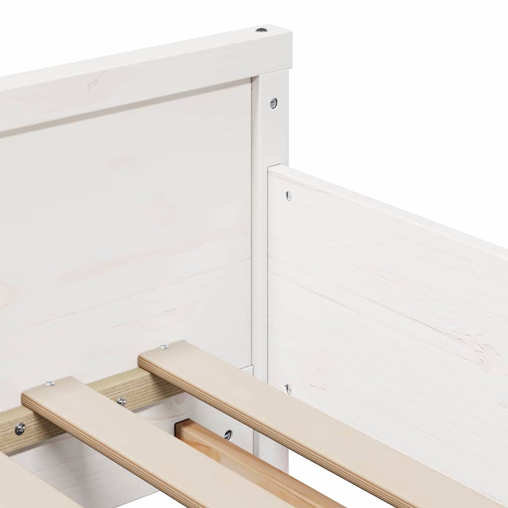 Bedframe met hoofdeinde Wit 80 x 200 cm Bewerkt hout is nu te koop bij PeponiXL, paradijselijk wonen!