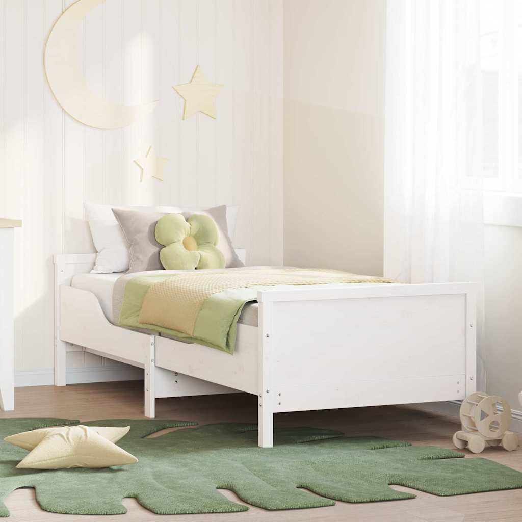 Bedframe met hoofdeinde Wit 80 x 200 cm Bewerkt hout is nu te koop bij PeponiXL, paradijselijk wonen!