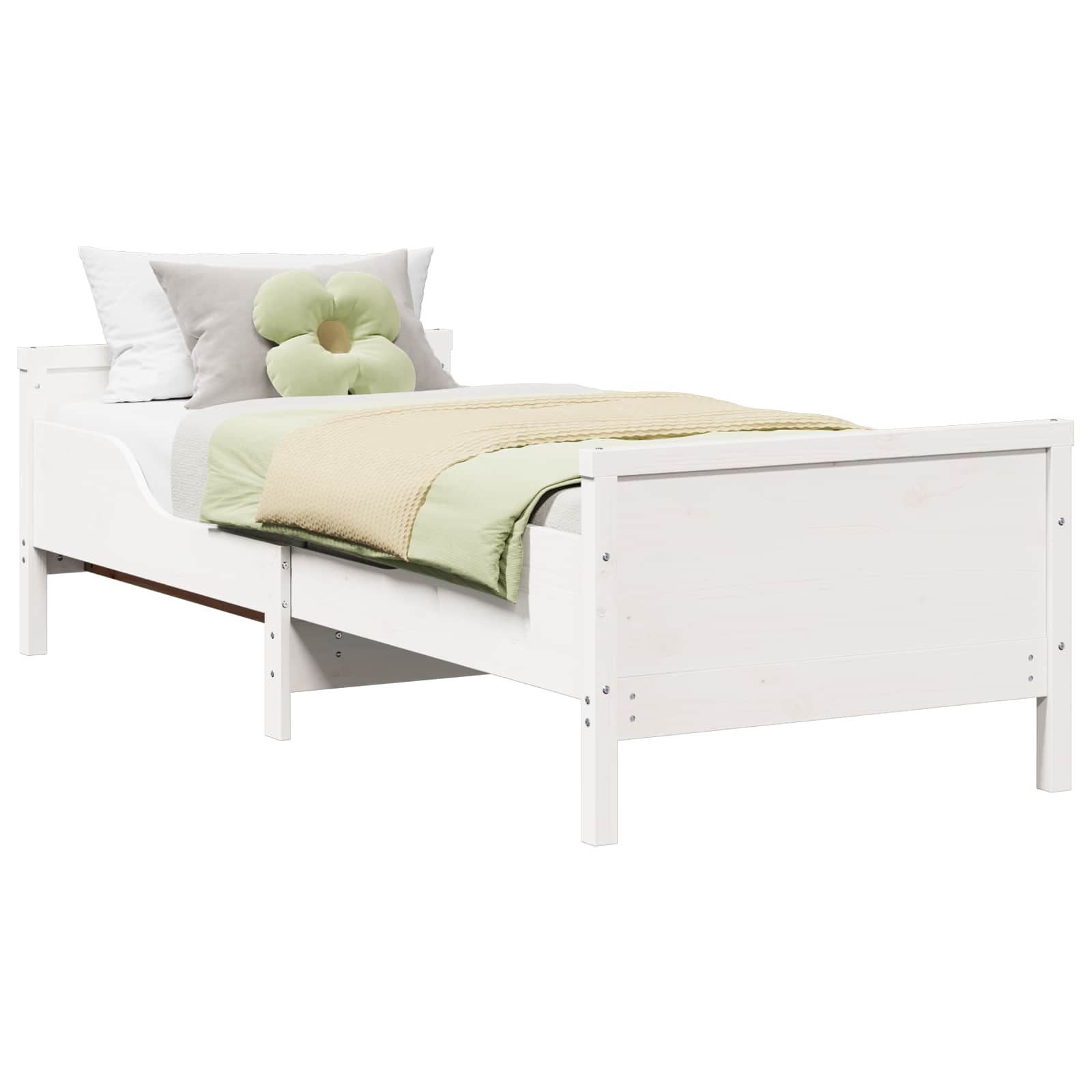 Bedframe met hoofdeinde Wit 80 x 200 cm Bewerkt hout is nu te koop bij PeponiXL, paradijselijk wonen!