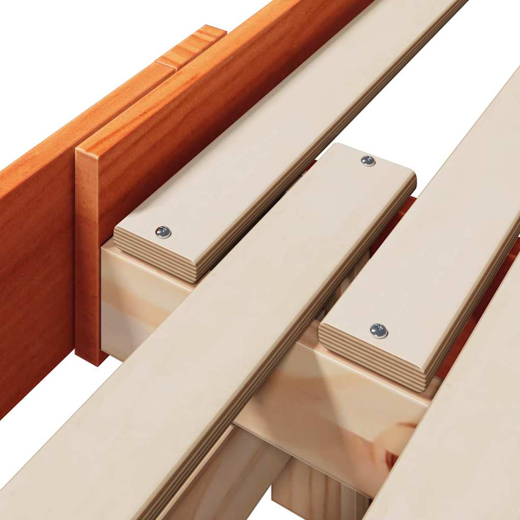 Bedframe met hoofdeinde Wasbruin 80 x 200 cm Bewerkt hout is nu te koop bij PeponiXL, paradijselijk wonen!