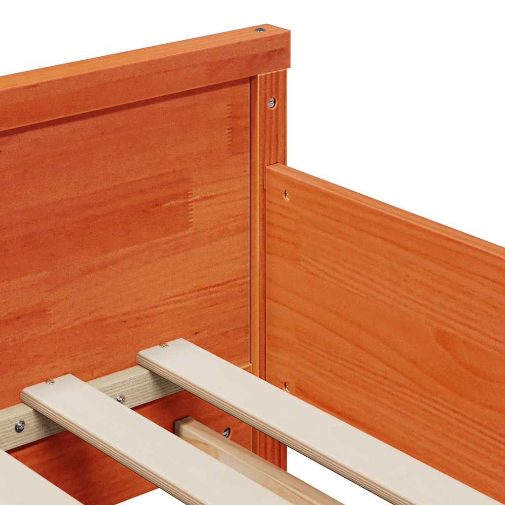 Bedframe met hoofdeinde Wasbruin 80 x 200 cm Bewerkt hout is nu te koop bij PeponiXL, paradijselijk wonen!