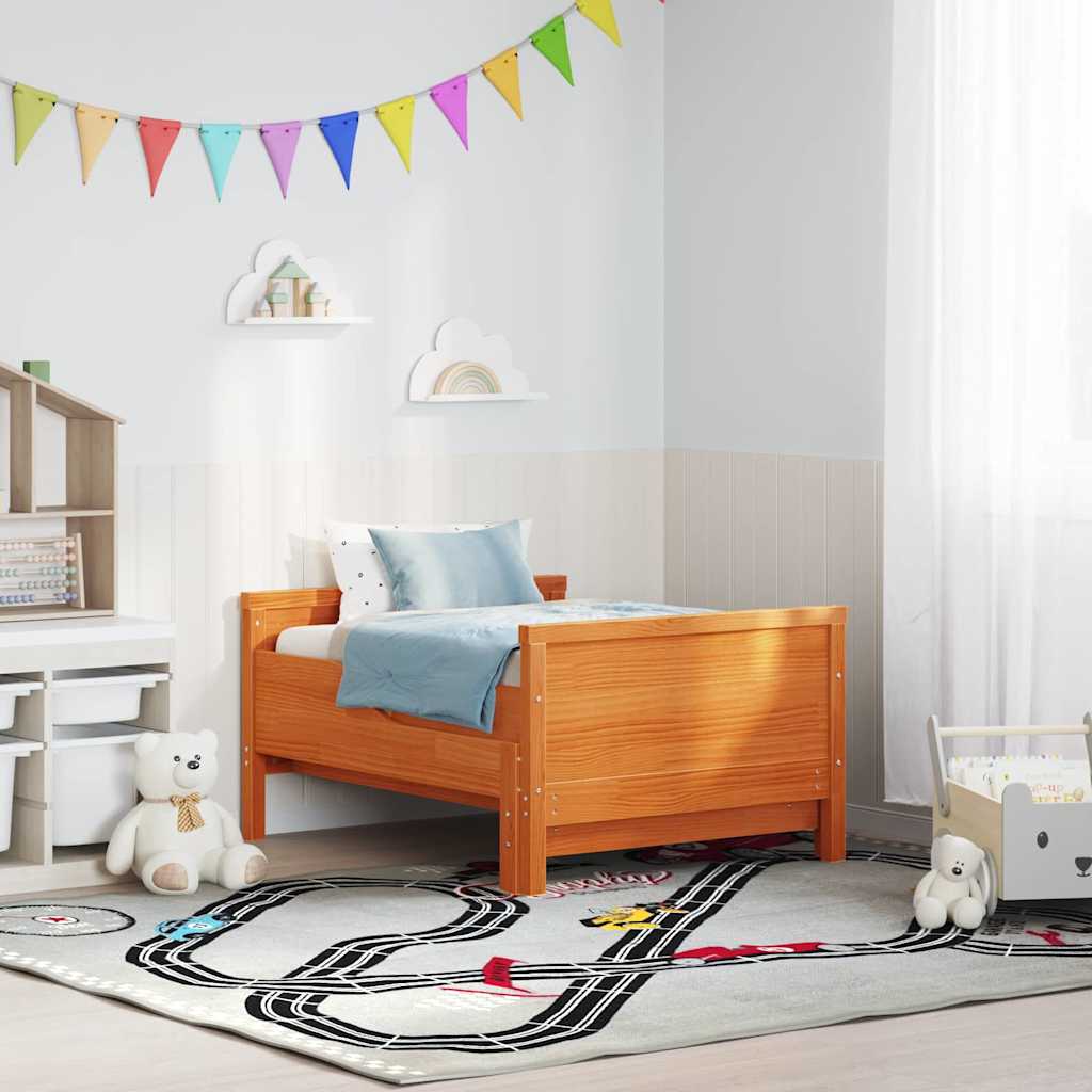 Bedframe met hoofdeinde Wasbruin 80 x 200 cm Bewerkt hout is nu te koop bij PeponiXL, paradijselijk wonen!