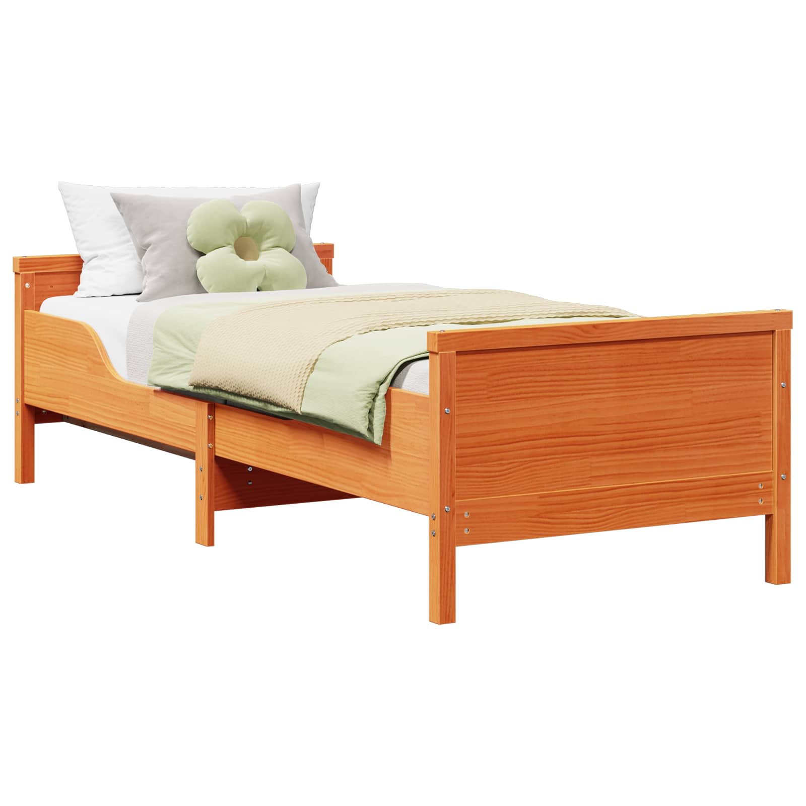 Bedframe met hoofdeinde Wasbruin 80 x 200 cm Bewerkt hout is nu te koop bij PeponiXL, paradijselijk wonen!