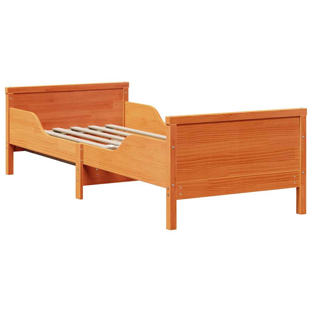 Bedframe met hoofdeinde Wasbruin 80 x 200 cm Bewerkt hout is nu te koop bij PeponiXL, paradijselijk wonen!