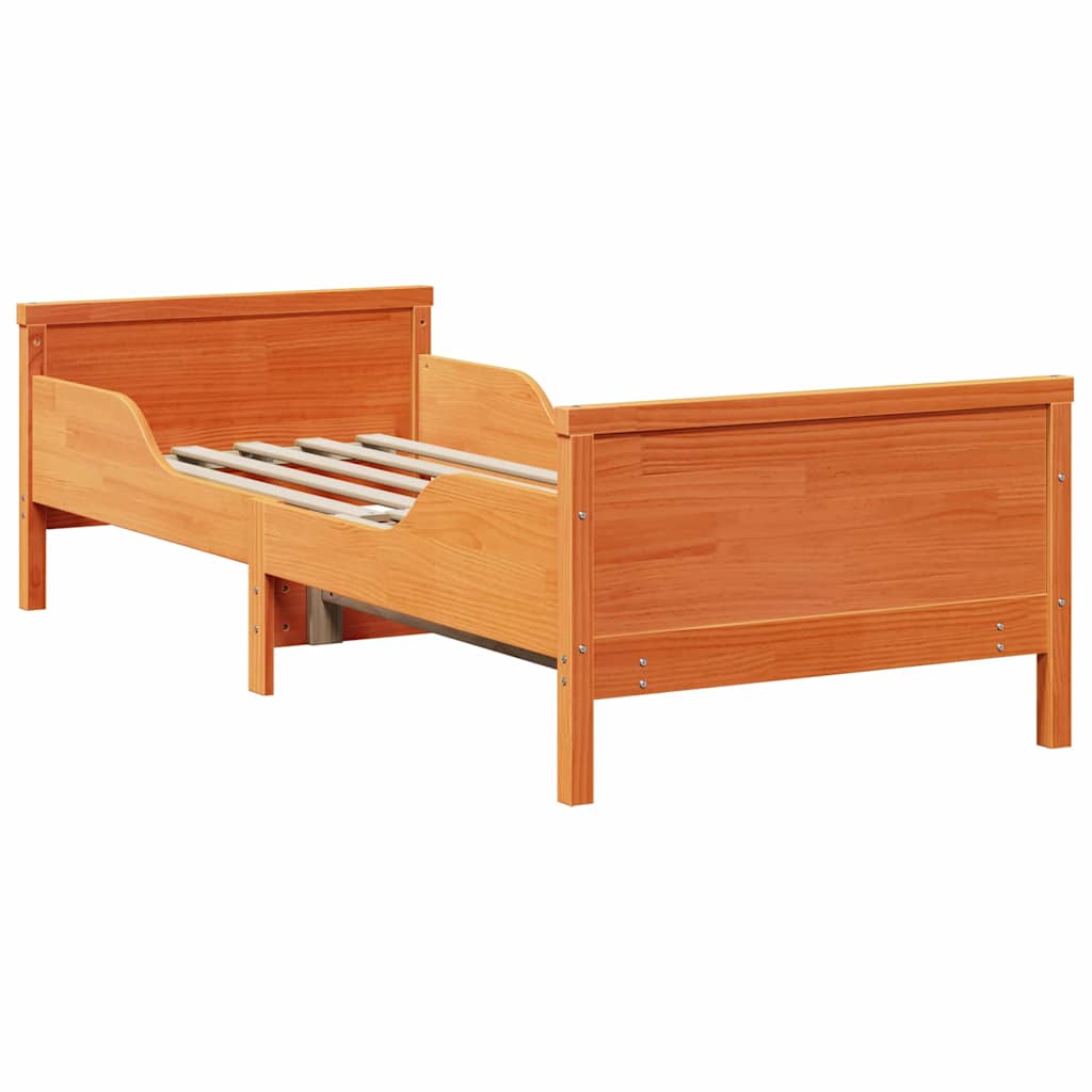 Bedframe met hoofdeinde Wasbruin 80 x 200 cm Bewerkt hout is nu te koop bij PeponiXL, paradijselijk wonen!