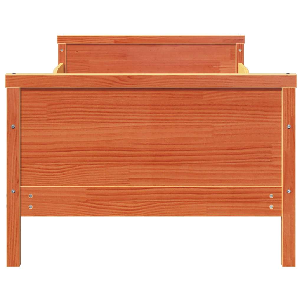 Bedframe met hoofdeinde Wasbruin 80 x 200 cm Bewerkt hout is nu te koop bij PeponiXL, paradijselijk wonen!