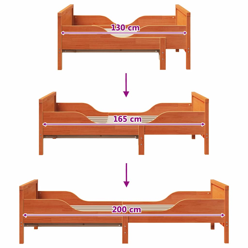 Bedframe met hoofdeinde Wasbruin 80 x 200 cm Bewerkt hout is nu te koop bij PeponiXL, paradijselijk wonen!