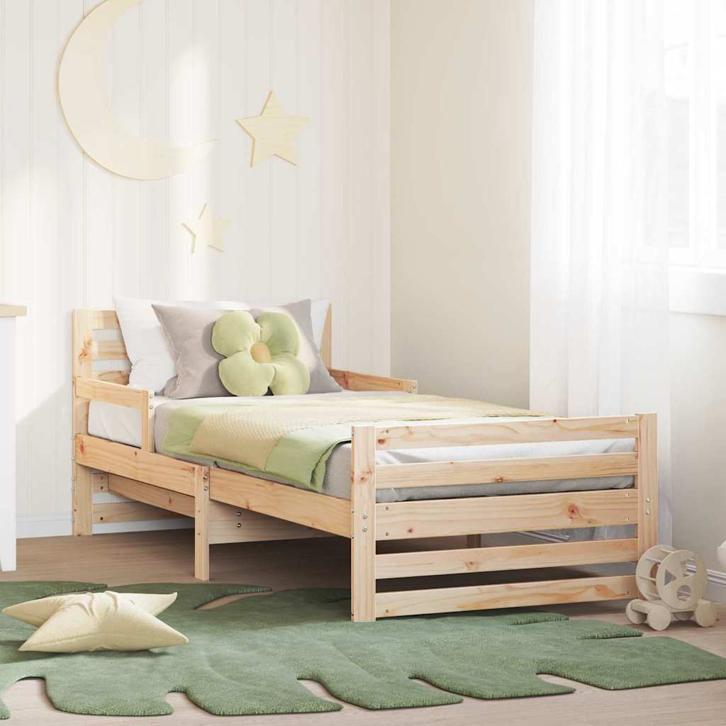 Bedframe met hoofdeinde Bruin 80 x 200 cm Bewerkt hout is nu te koop bij PeponiXL, paradijselijk wonen!