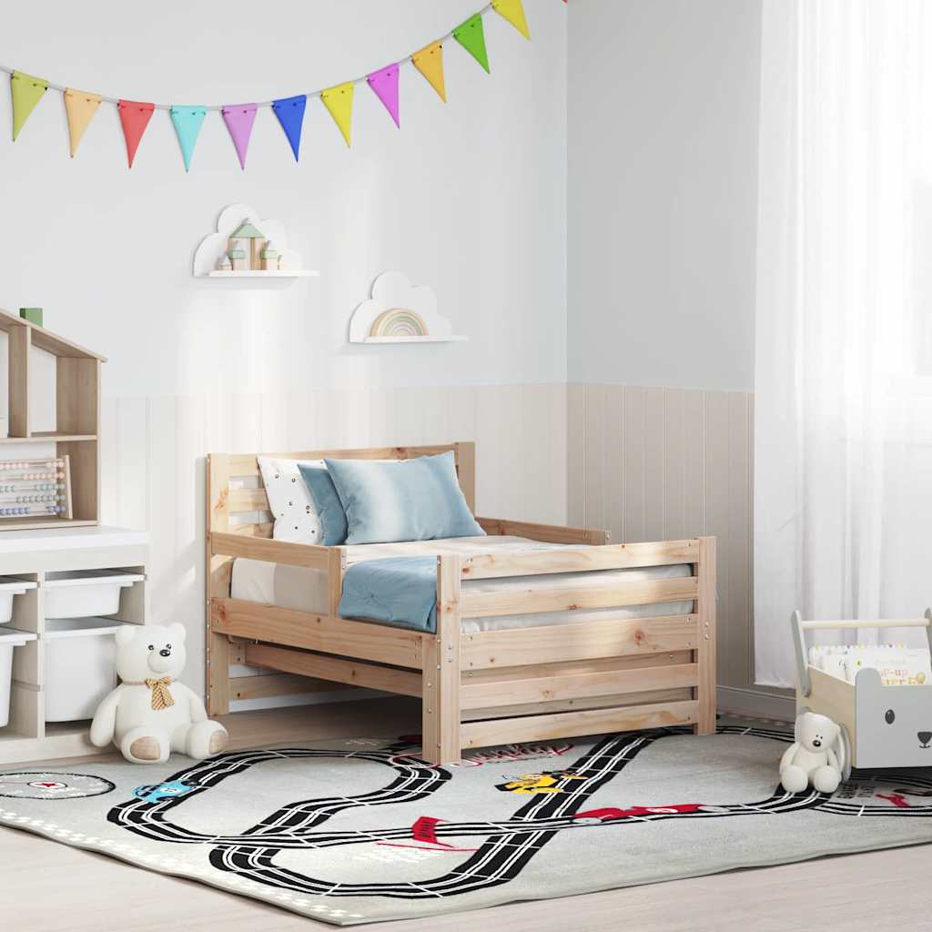 Bedframe met hoofdeinde Bruin 80 x 200 cm Bewerkt hout is nu te koop bij PeponiXL, paradijselijk wonen!