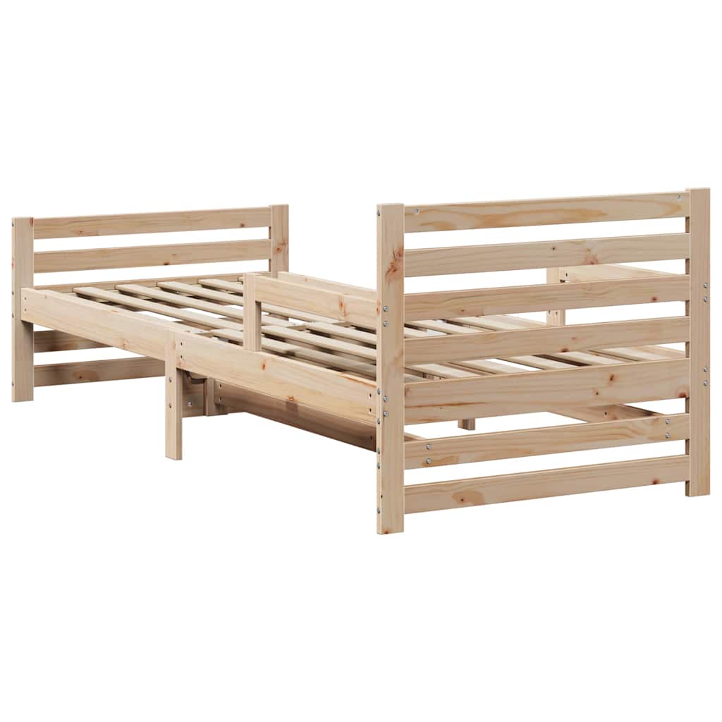 Bedframe met hoofdeinde Bruin 80 x 200 cm Bewerkt hout is nu te koop bij PeponiXL, paradijselijk wonen!