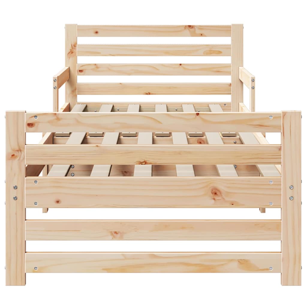 Bedframe met hoofdeinde Bruin 80 x 200 cm Bewerkt hout is nu te koop bij PeponiXL, paradijselijk wonen!