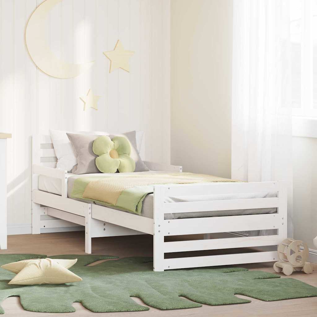 Bedframe met hoofdeinde Wit 80 x 200 cm Bewerkt hout is nu te koop bij PeponiXL, paradijselijk wonen!