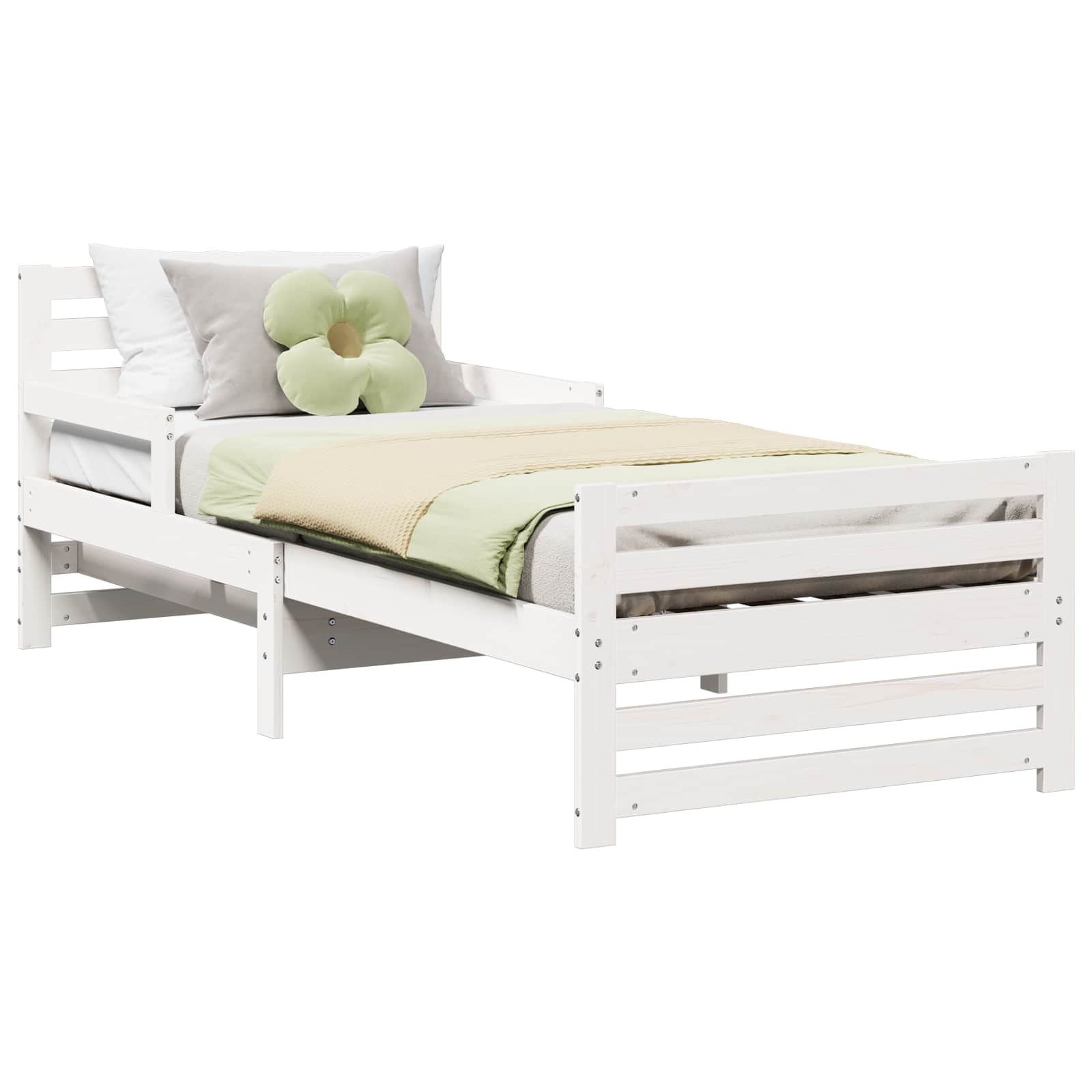 Bedframe met hoofdeinde Wit 80 x 200 cm Bewerkt hout is nu te koop bij PeponiXL, paradijselijk wonen!