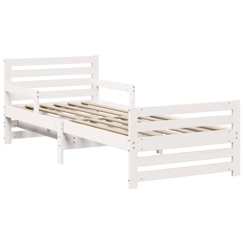 Bedframe met hoofdeinde Wit 80 x 200 cm Bewerkt hout is nu te koop bij PeponiXL, paradijselijk wonen!