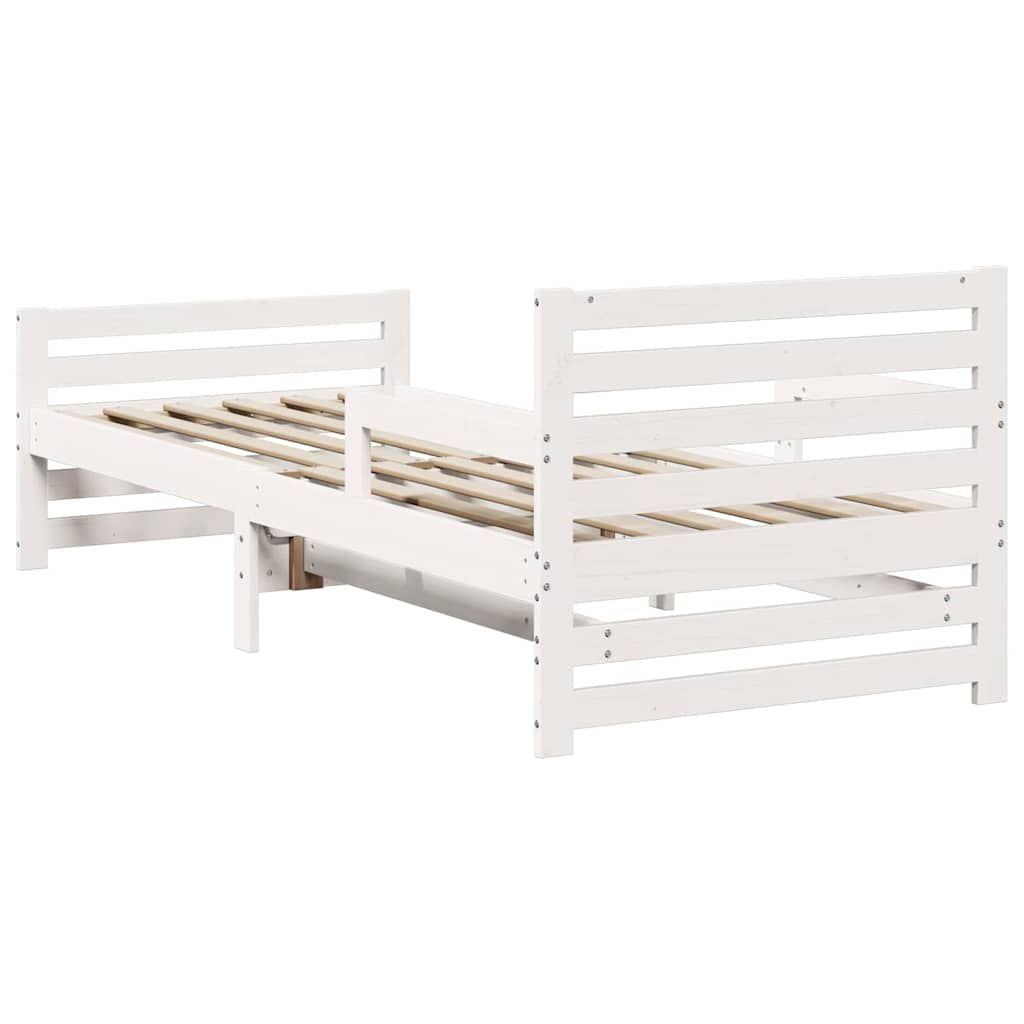 Bedframe met hoofdeinde Wit 80 x 200 cm Bewerkt hout is nu te koop bij PeponiXL, paradijselijk wonen!