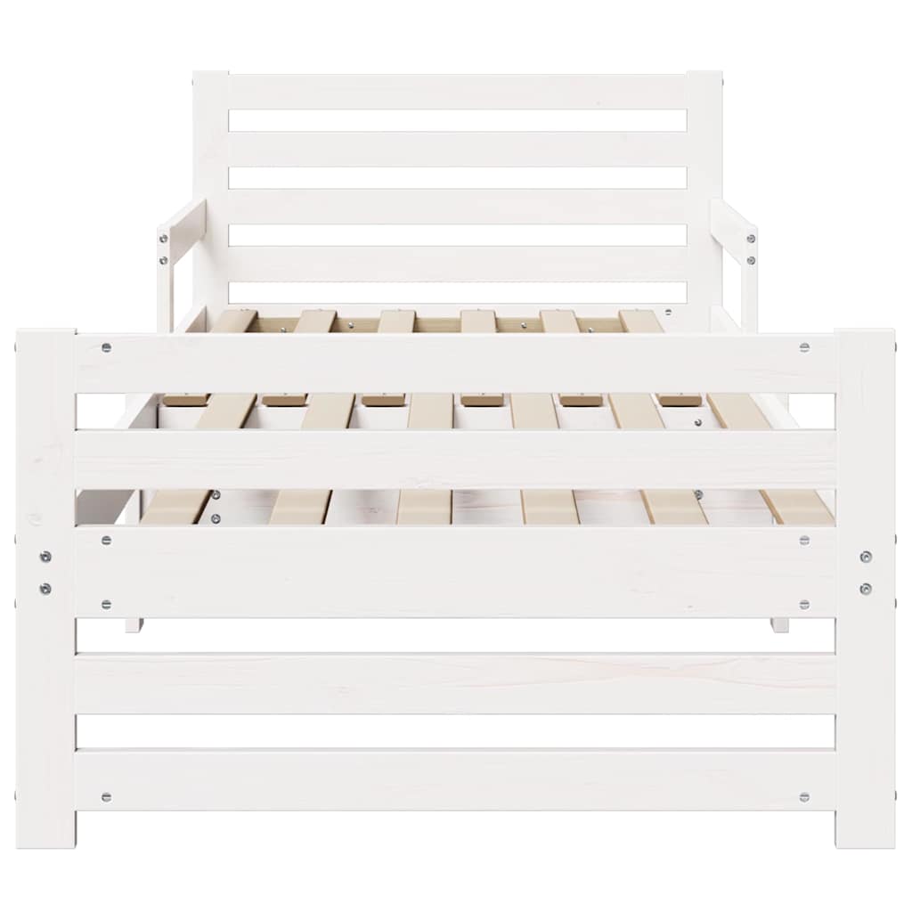 Bedframe met hoofdeinde Wit 80 x 200 cm Bewerkt hout is nu te koop bij PeponiXL, paradijselijk wonen!