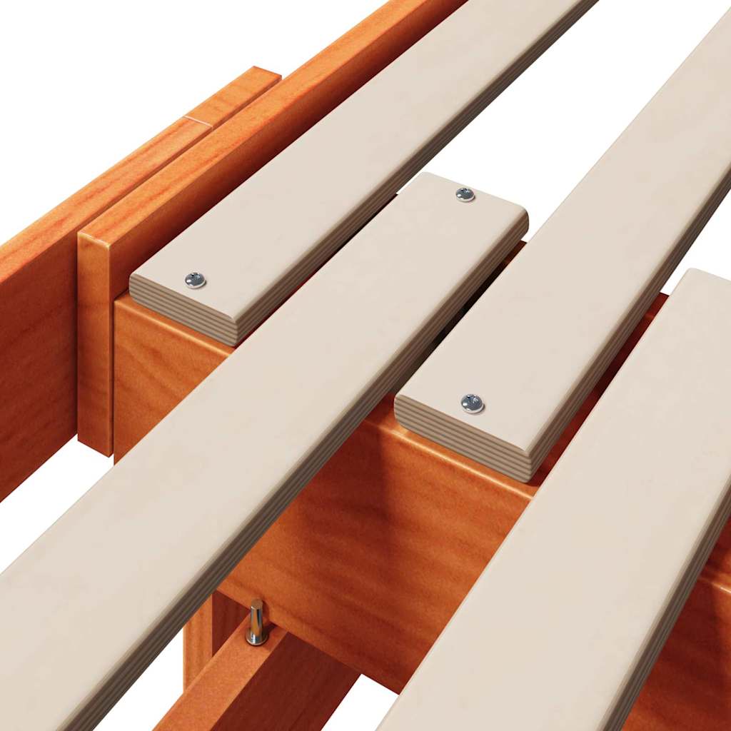 Bedframe met hoofdeinde Wasbruin 80 x 200 cm Bewerkt hout is nu te koop bij PeponiXL, paradijselijk wonen!