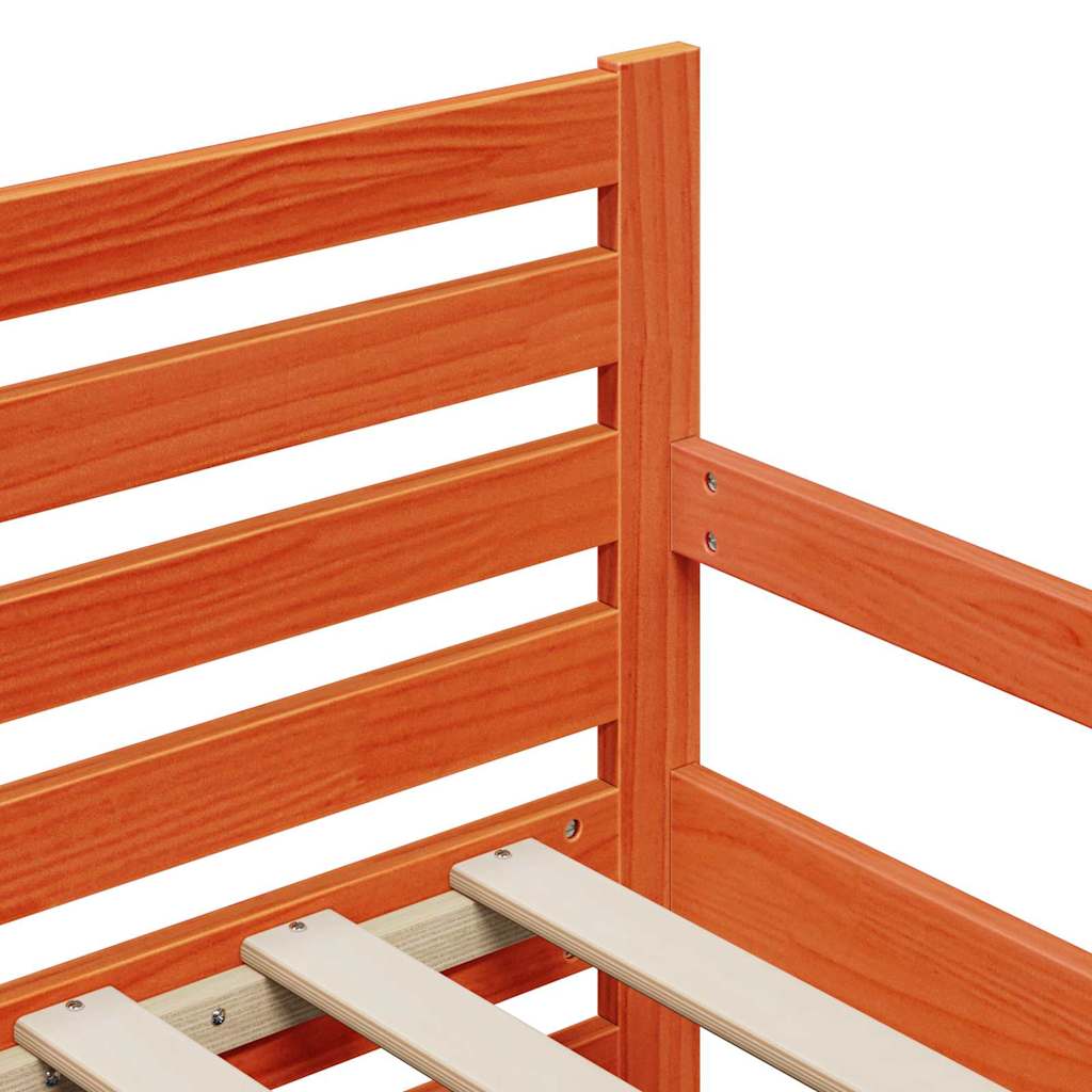 Bedframe met hoofdeinde Wasbruin 80 x 200 cm Bewerkt hout is nu te koop bij PeponiXL, paradijselijk wonen!
