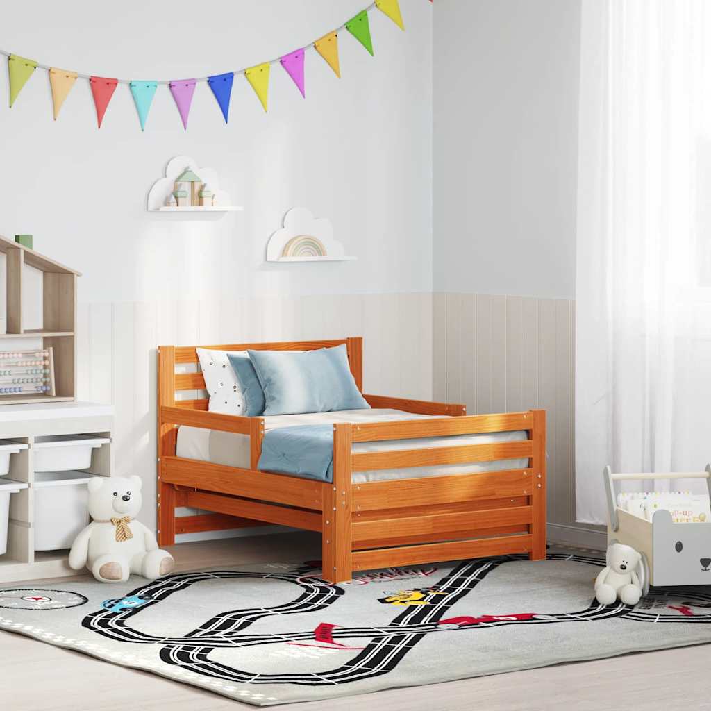 Bedframe met hoofdeinde Wasbruin 80 x 200 cm Bewerkt hout is nu te koop bij PeponiXL, paradijselijk wonen!