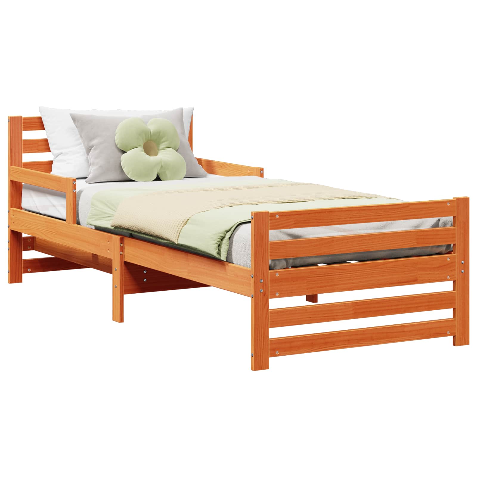 Bedframe met hoofdeinde Wasbruin 80 x 200 cm Bewerkt hout is nu te koop bij PeponiXL, paradijselijk wonen!
