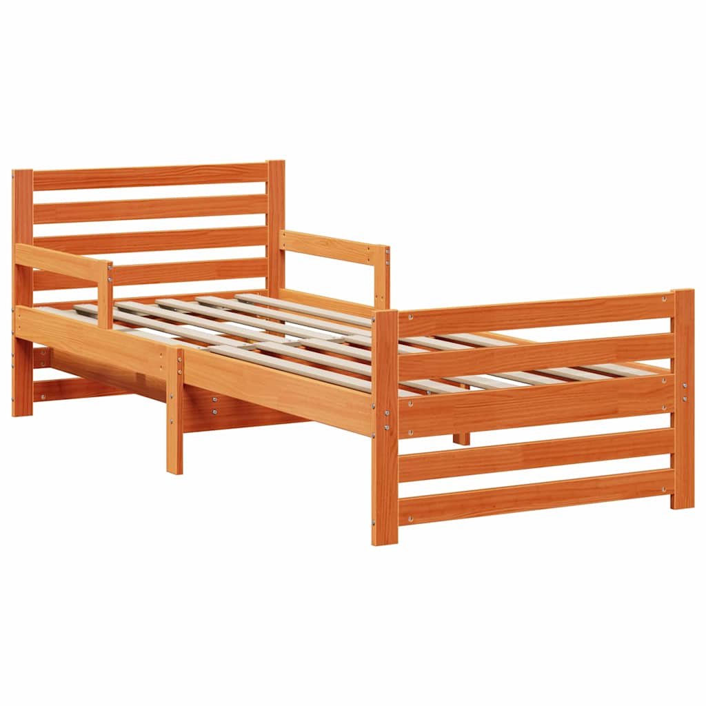 Bedframe met hoofdeinde Wasbruin 80 x 200 cm Bewerkt hout is nu te koop bij PeponiXL, paradijselijk wonen!