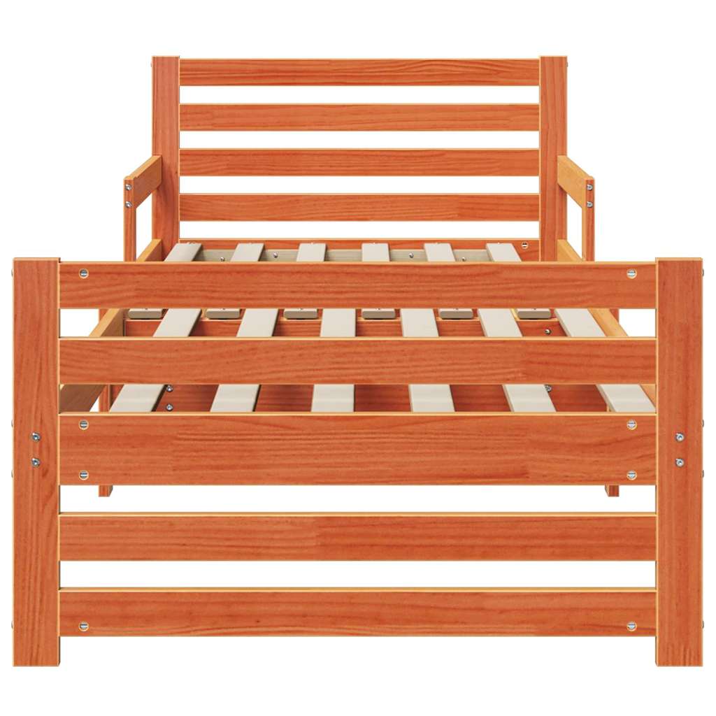Bedframe met hoofdeinde Wasbruin 80 x 200 cm Bewerkt hout is nu te koop bij PeponiXL, paradijselijk wonen!
