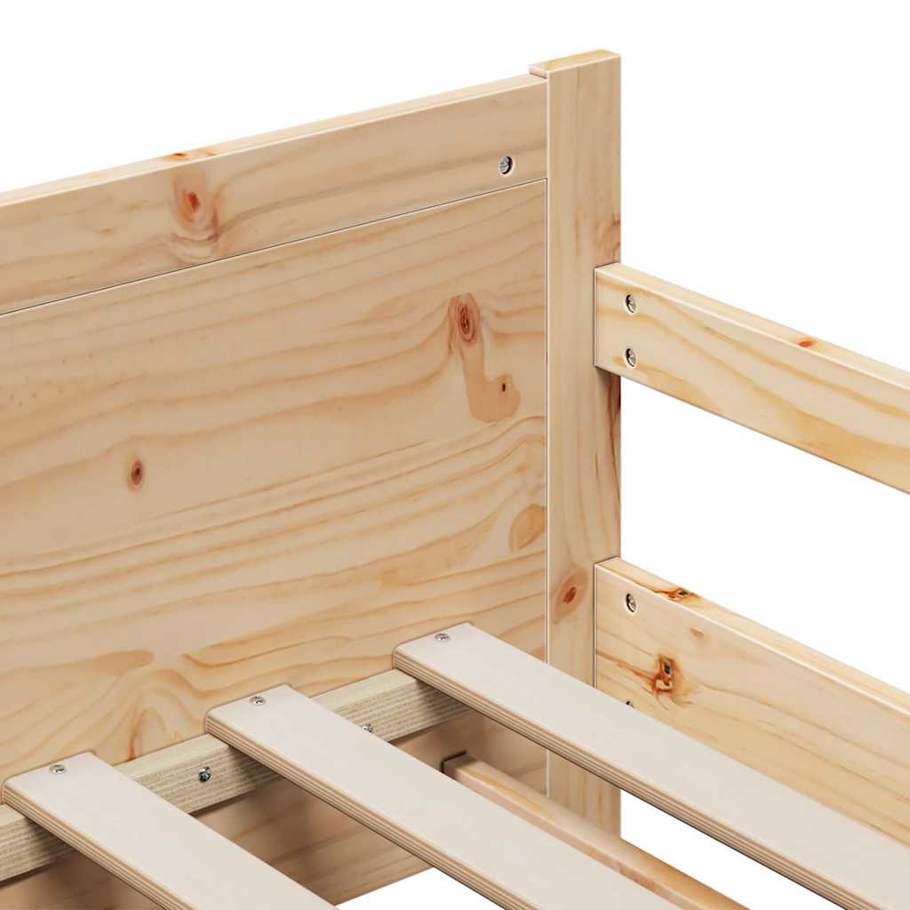 Bedframe met hoofdeinde Bruin 80 x 200 cm Bewerkt hout is nu te koop bij PeponiXL, paradijselijk wonen!