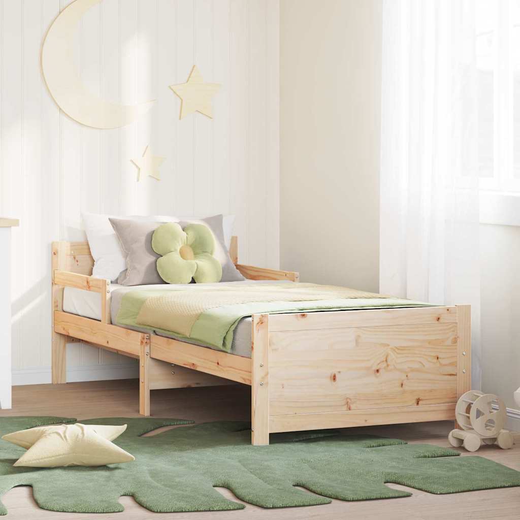 Bedframe met hoofdeinde Bruin 80 x 200 cm Bewerkt hout is nu te koop bij PeponiXL, paradijselijk wonen!