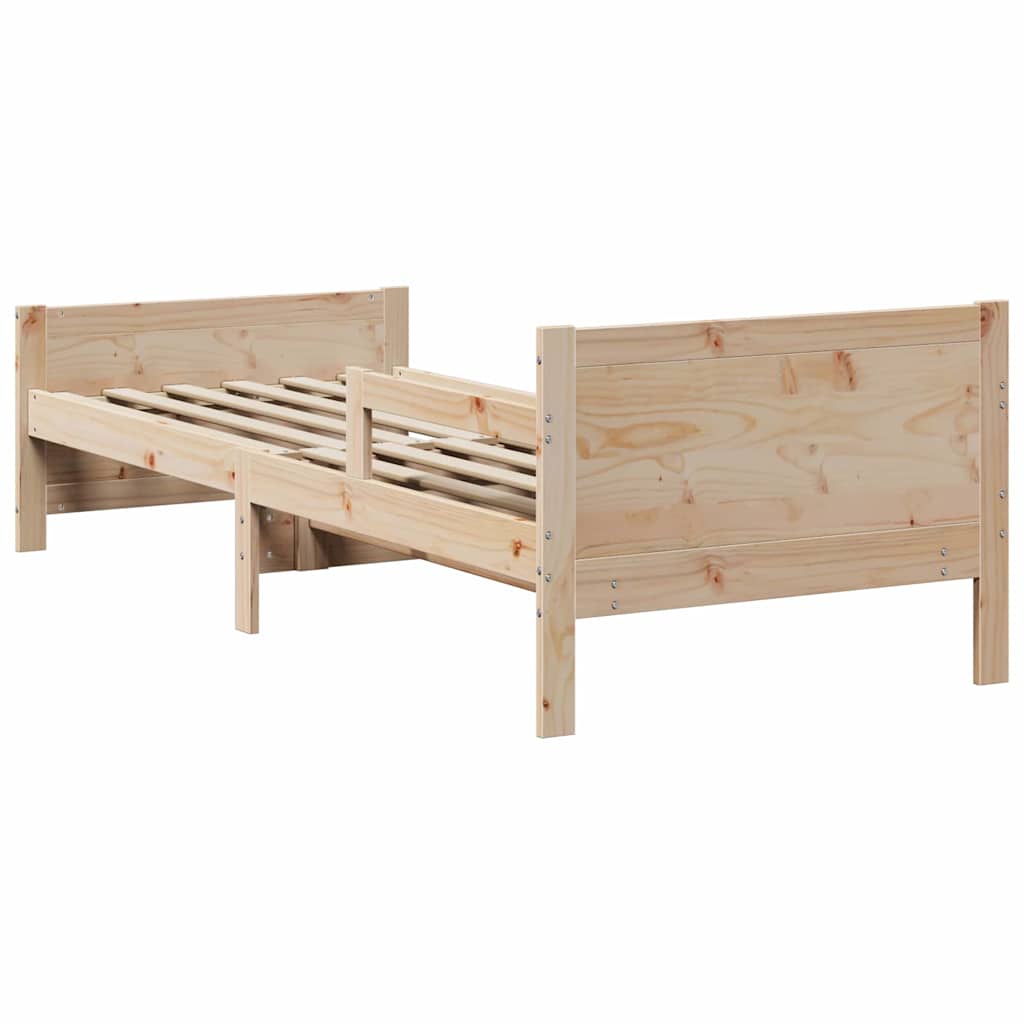 Bedframe met hoofdeinde Bruin 80 x 200 cm Bewerkt hout is nu te koop bij PeponiXL, paradijselijk wonen!
