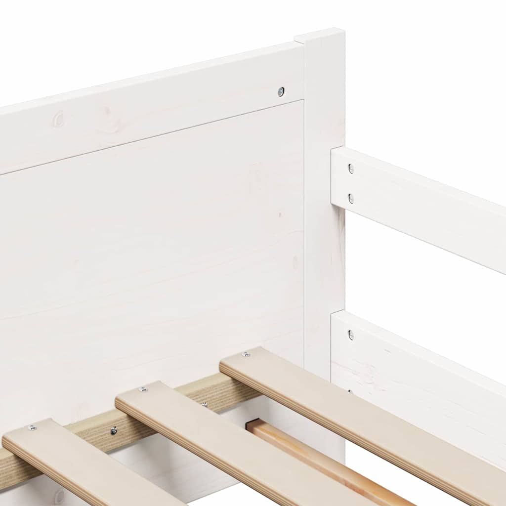 Bedframe met hoofdeinde Wit 80 x 200 cm Bewerkt hout is nu te koop bij PeponiXL, paradijselijk wonen!