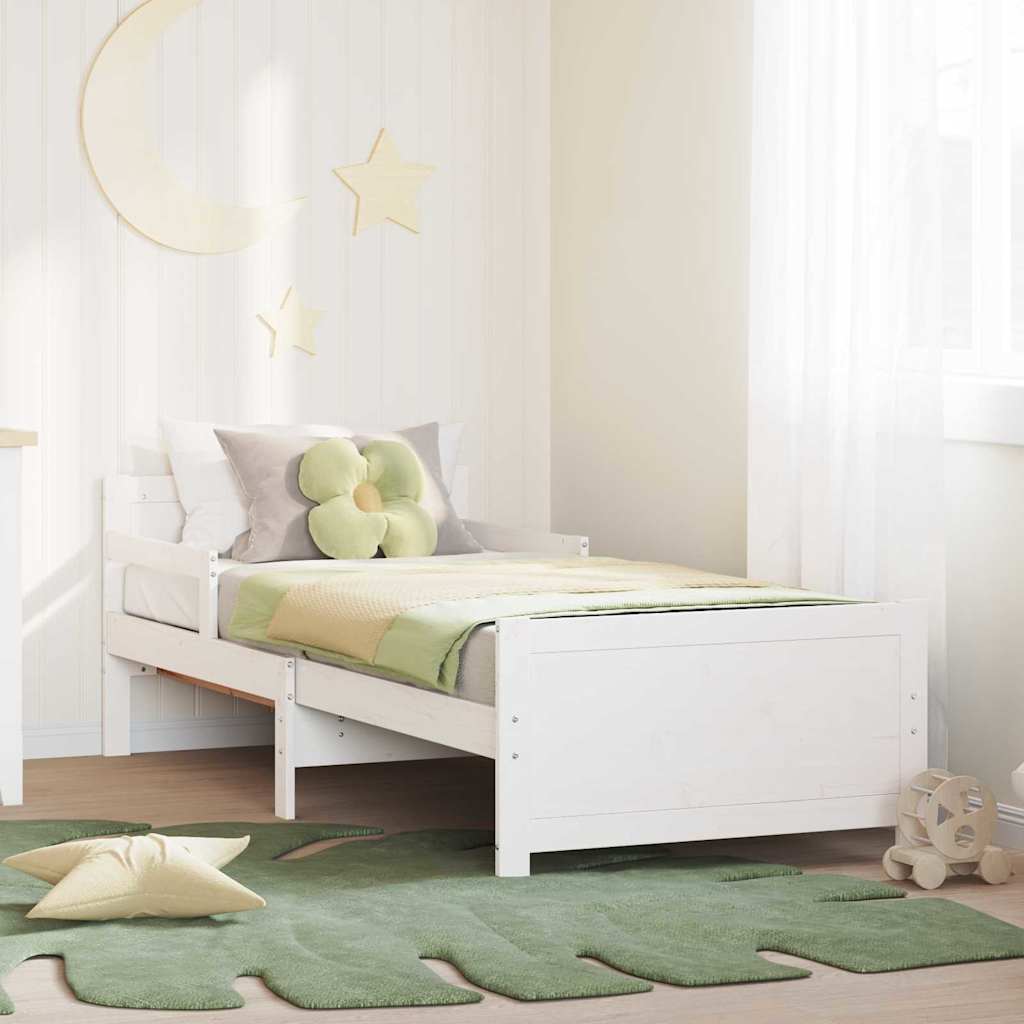 Bedframe met hoofdeinde Wit 80 x 200 cm Bewerkt hout is nu te koop bij PeponiXL, paradijselijk wonen!