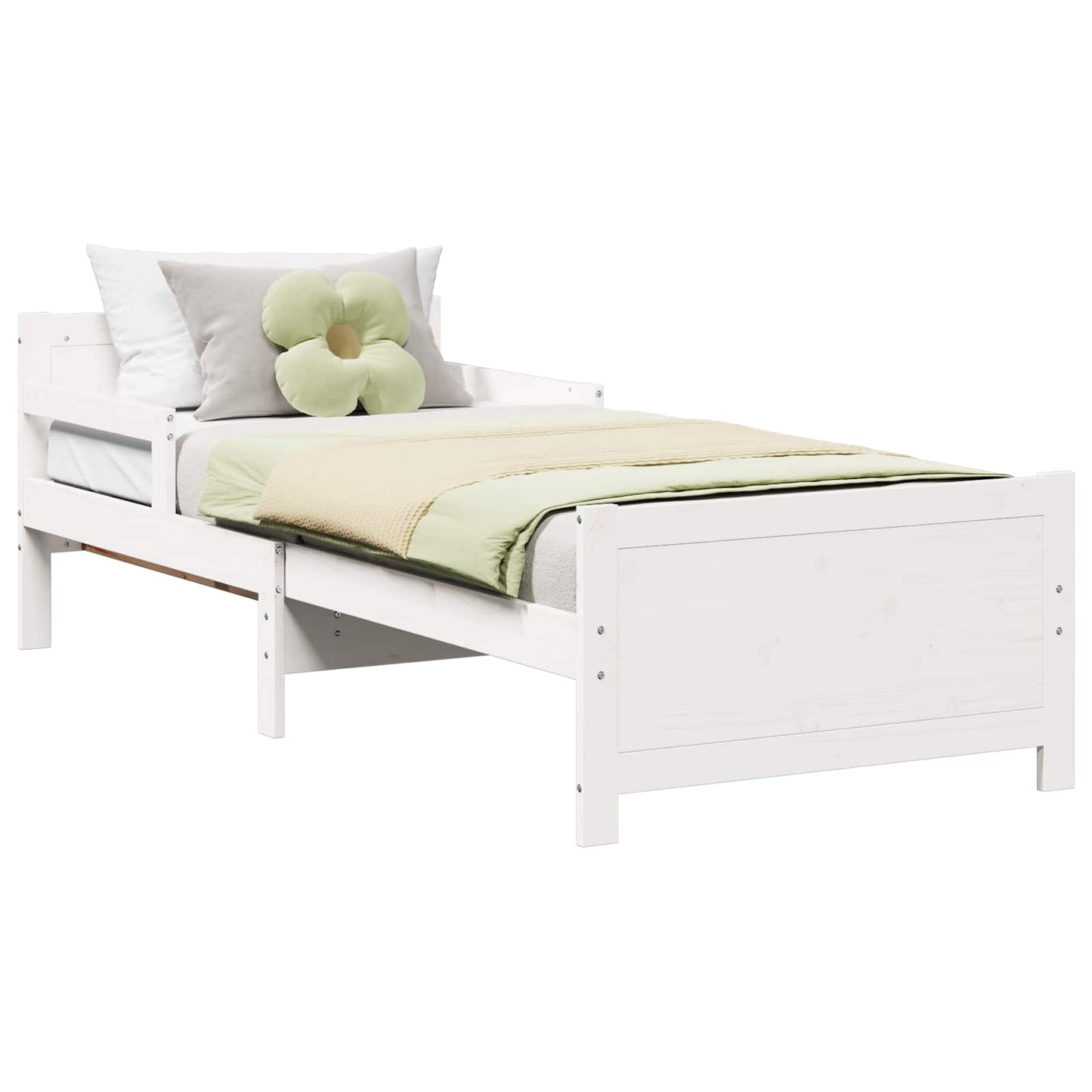 Bedframe met hoofdeinde Wit 80 x 200 cm Bewerkt hout is nu te koop bij PeponiXL, paradijselijk wonen!