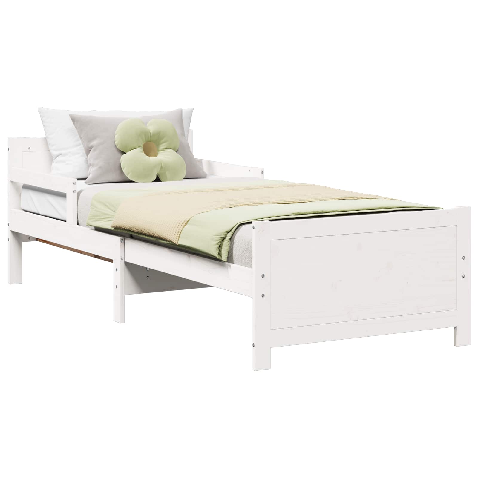Bedframe met hoofdeinde Wit 80 x 200 cm Bewerkt hout is nu te koop bij PeponiXL, paradijselijk wonen!