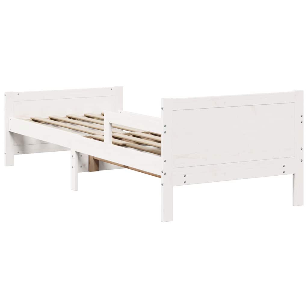 Bedframe met hoofdeinde Wit 80 x 200 cm Bewerkt hout is nu te koop bij PeponiXL, paradijselijk wonen!