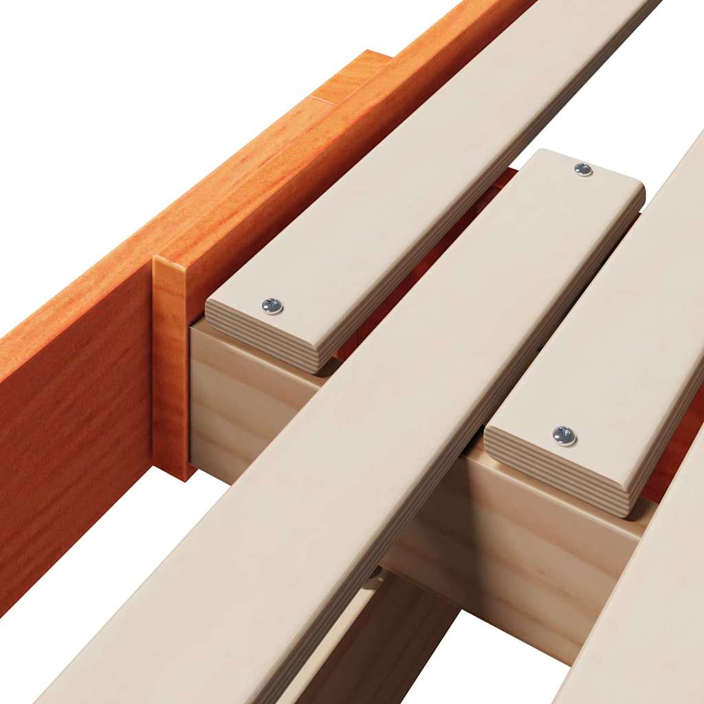 Bedframe met hoofdeinde Wasbruin 80 x 200 cm Bewerkt hout is nu te koop bij PeponiXL, paradijselijk wonen!