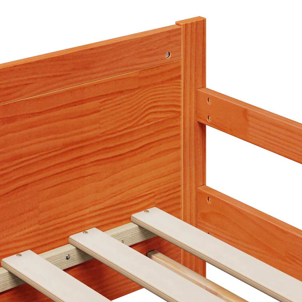 Bedframe met hoofdeinde Wasbruin 80 x 200 cm Bewerkt hout is nu te koop bij PeponiXL, paradijselijk wonen!