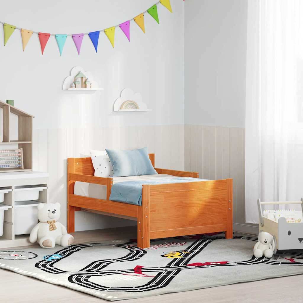 Bedframe met hoofdeinde Wasbruin 80 x 200 cm Bewerkt hout is nu te koop bij PeponiXL, paradijselijk wonen!